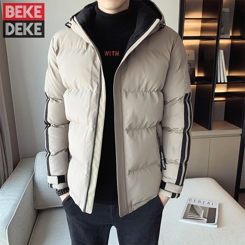 

Mens Winter Hooded Jacket Thick Warm Casual Parkas New 2022 Fashion Slim Fit Zipper Short Overcoat Men Outerwear Plus Size 5XL