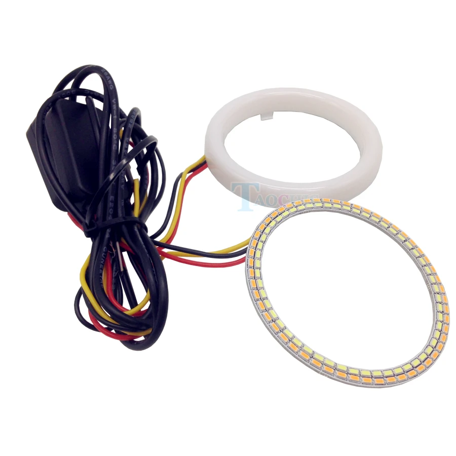 

DIY Car LED COB Angel Eyes with Dual Color Halo Rings Turn Signal Yellow/White Waterproof Daytime Running Light Cotton Styling
