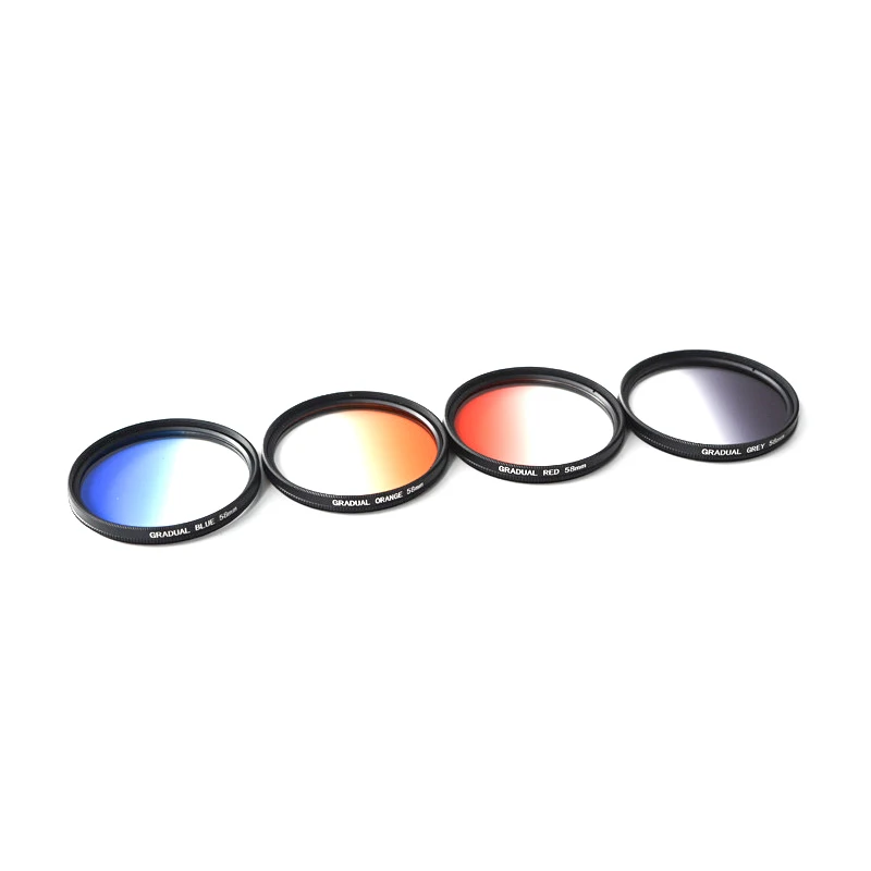 4 in 1 Gradient Color Filter Set for Photography 58mm Filter Lens for Smart Phone for Canon 18-55 55-250 Nikon 50/1.4G 50/1.8G