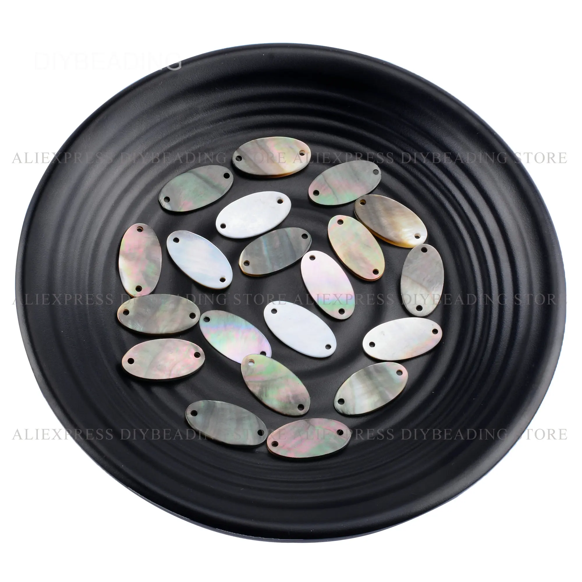 4-200 Pcs Shell Jewelry Making Beads Natural Black MOP Shell Flat Oval Coin Button Beads Lots Bulk Wholesale Supply(2 Holes)