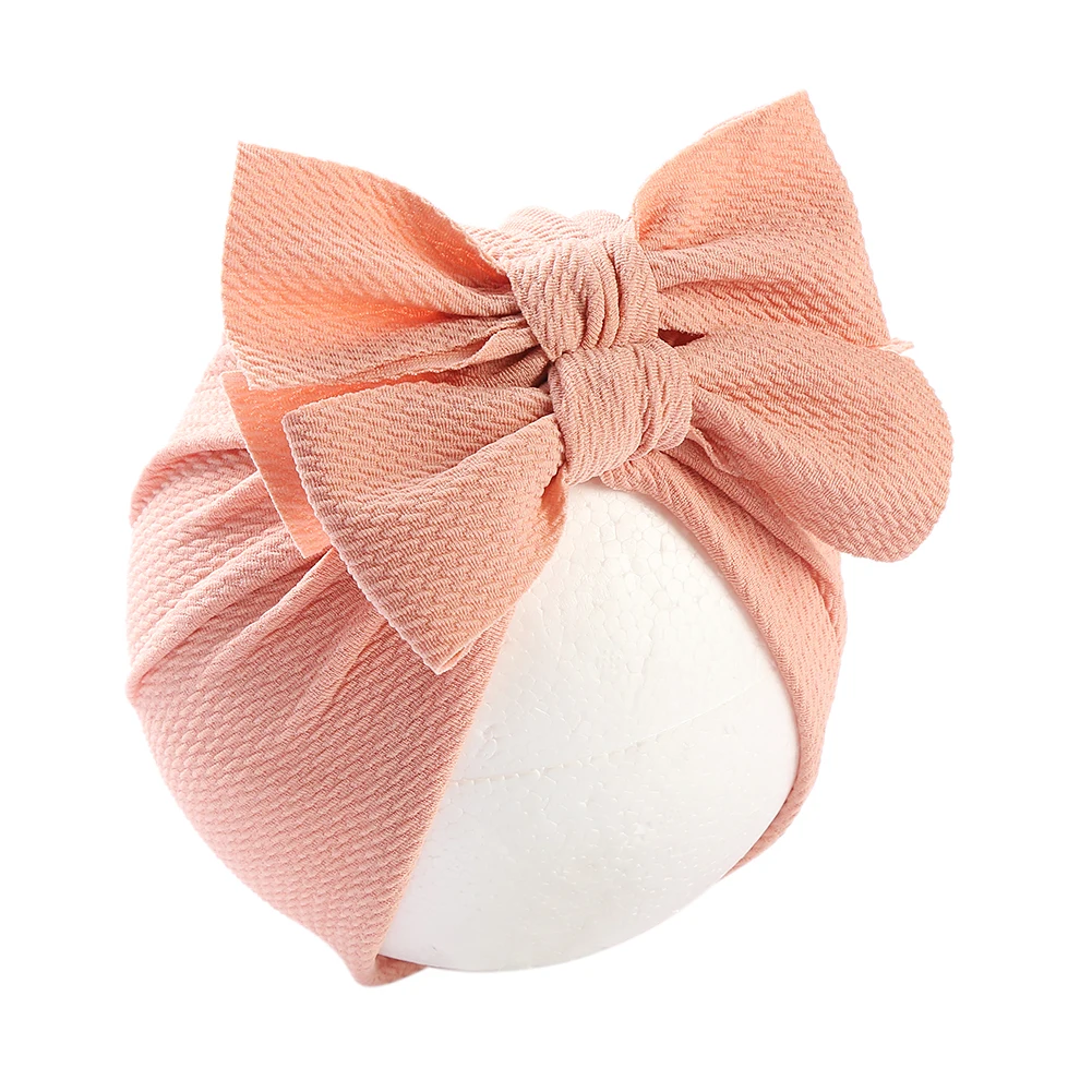 Solid Bullet Hair Bow Knotted Baby Hat For Newborn Boy Girl Polyester Fabric Cap Infant Beanies Fashion Kids Hair Accessories