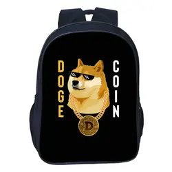 Dogecoin saco de escola mochila menino menina saco de escola adolescentes saco de armazenamento sacos de viagem 16 polegadas mochila