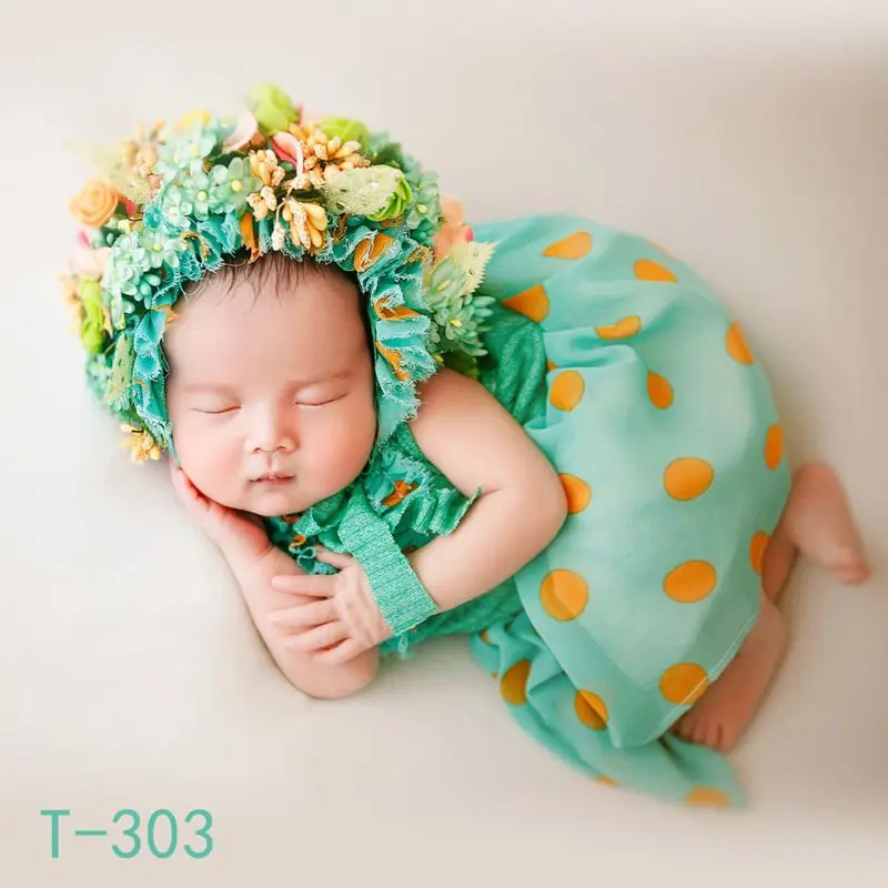 Newborn Baby Photography Props Flowers Florals Hat Handmade Colorful Bonnet Hat Studio Shooting Photo Props Fotografia Accessori