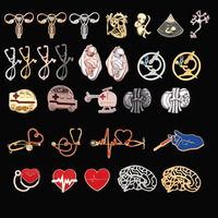 Free Shipping Wholesale 10Pcs/Lot Medical Brooch Stethoscope Electrocardiogram Heart Shaped Pin Badge Nurse Doctor Jewelry Gift