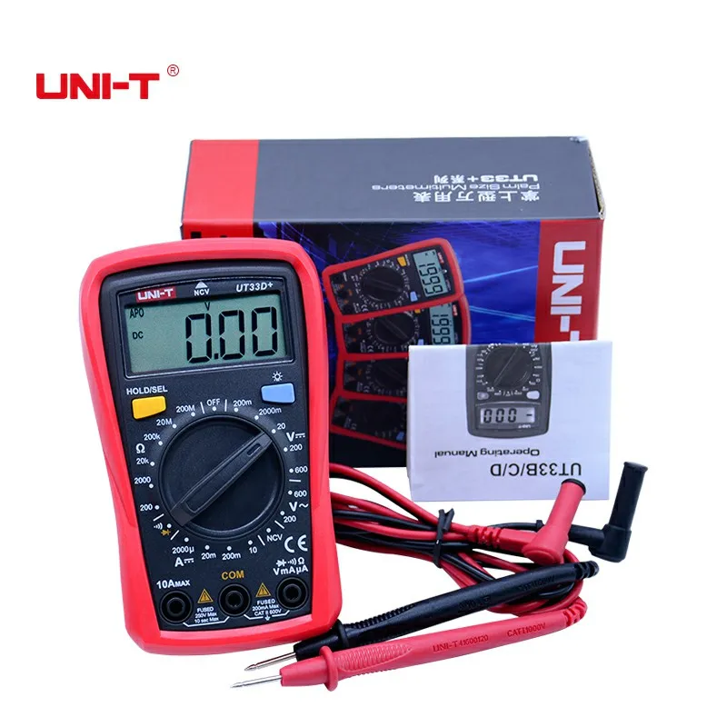 UNI-T Palm Size Digital Multimeters Professional Electrical Handheld  Ammeter Multitester With Backlight Data Hold ​UT33 Series