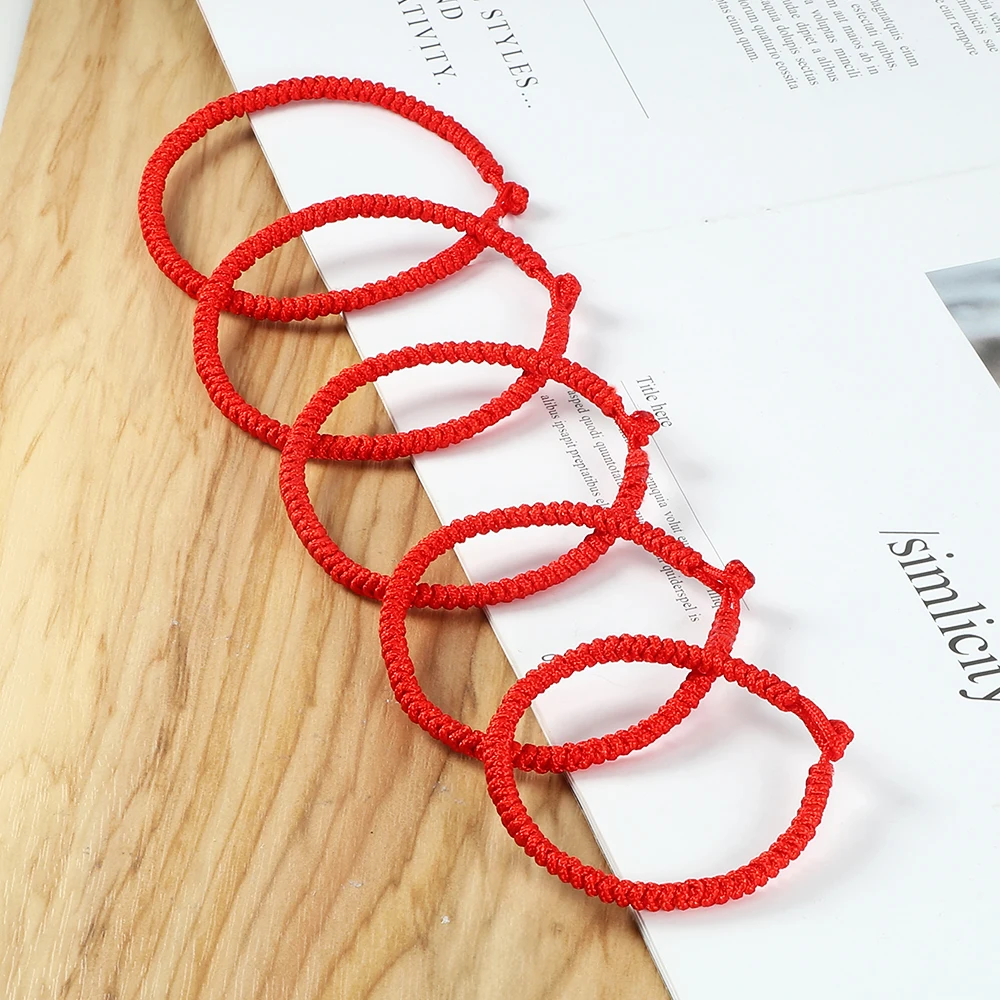 Handmade Red String Rope Bracelet Tibetan Buddhist Braided  Thread Bracelet For Women Men Lucky Charm Jewelry Couple Lovers Gift