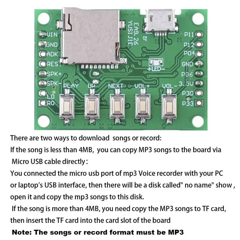 RCmall DIY MP3 Voice Module Kit Welcomer Device Body Infrared Induction USB Download Music Security Prompt Audio Module