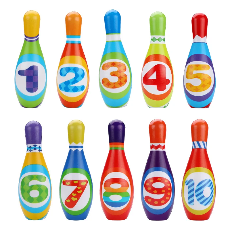 1 Set Large PU Solid Bowling Ball Kit Portable Children Sports Plaything Children Colorful Sports Toy