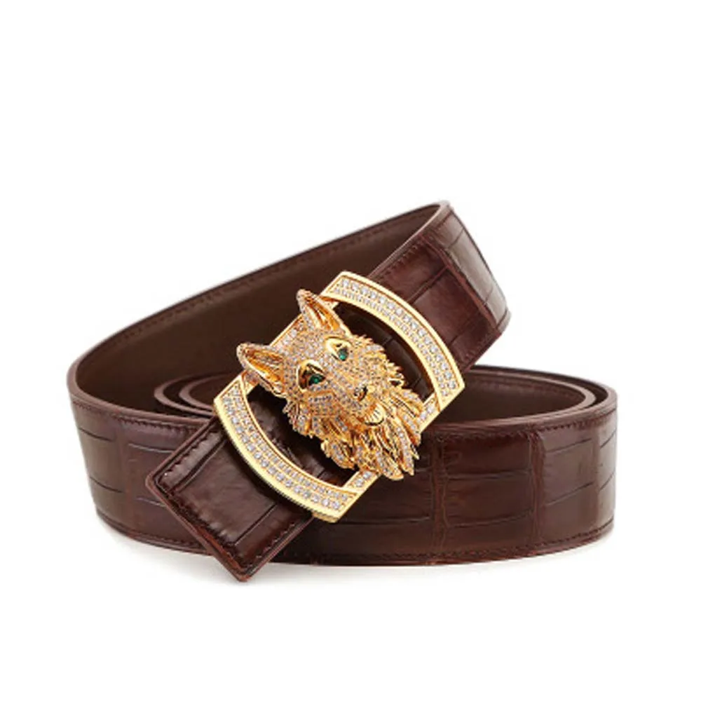 linshe new  crocodile  men belt  men  The belt  Wolf  Smooth buckle  crocodile men belts  tide