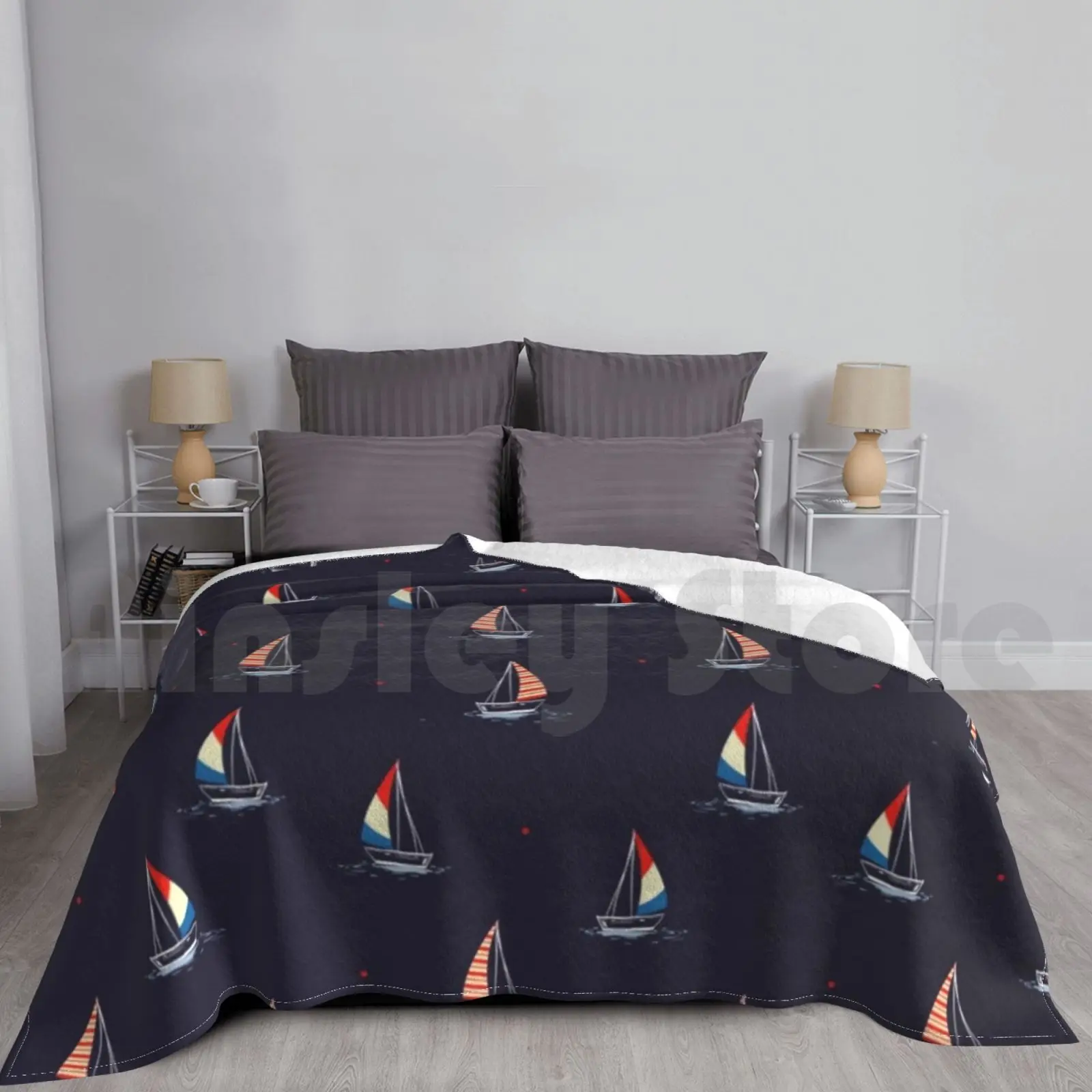 Sailboat Blanket Fashion Custom Amkrdh Sailboat Preppy Sailboat Preppy Yacht Boat Sailing Preppy Sailing