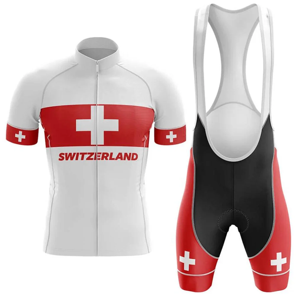 Swiss National Flag Cycling Suit, Summer Uniform, Bike Set, Mountain Bike, Racing Sportswear, Cycling Jersey, New, 2024