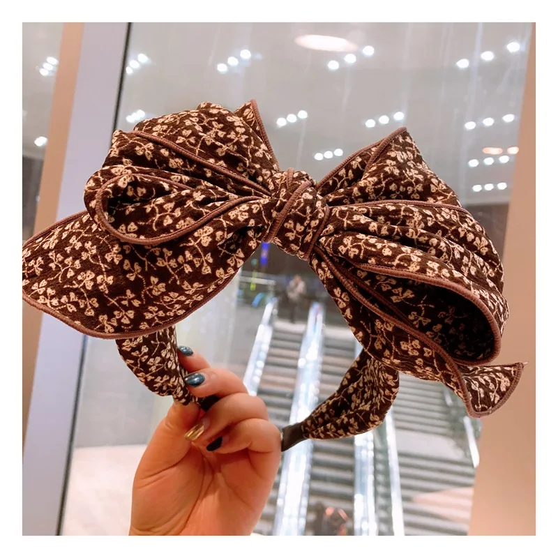 Korean designer original headband retro cotton floral multi-layer big bow fairy hairbandall-match hairpin Adult Print Hairbands