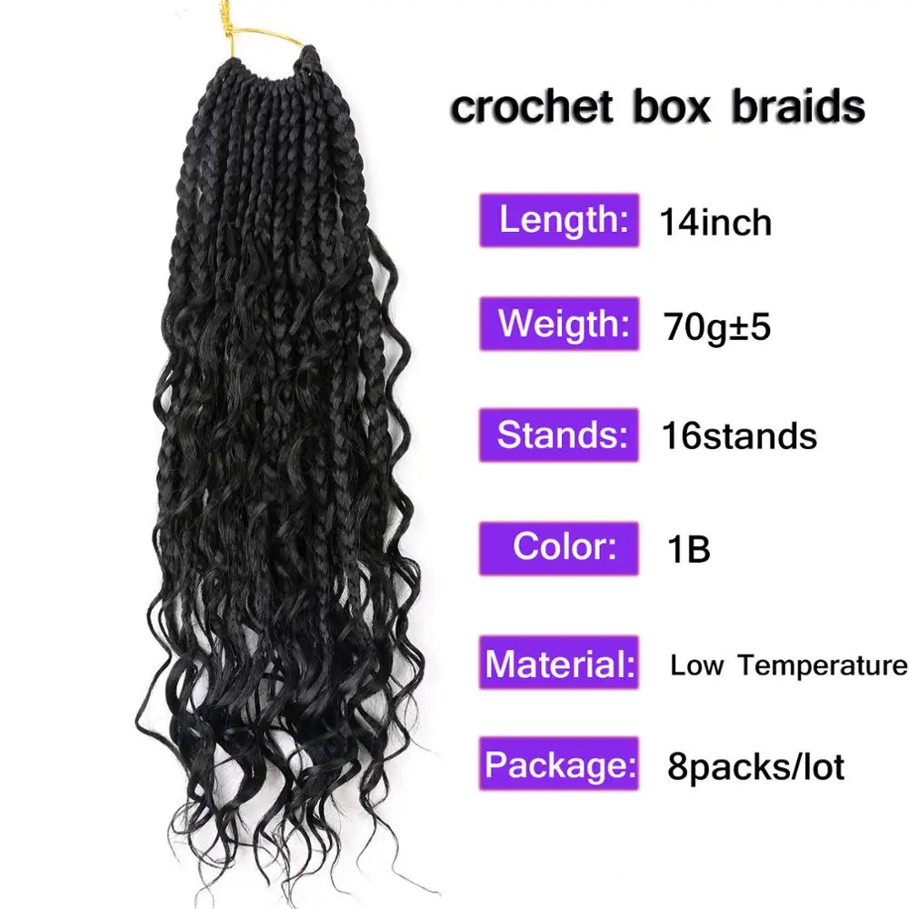 Box Braids Crochet Hair With Curly Ends Goddess Box Braids Crochet Braids 3X Bohemian Braiding Hair for Black Women