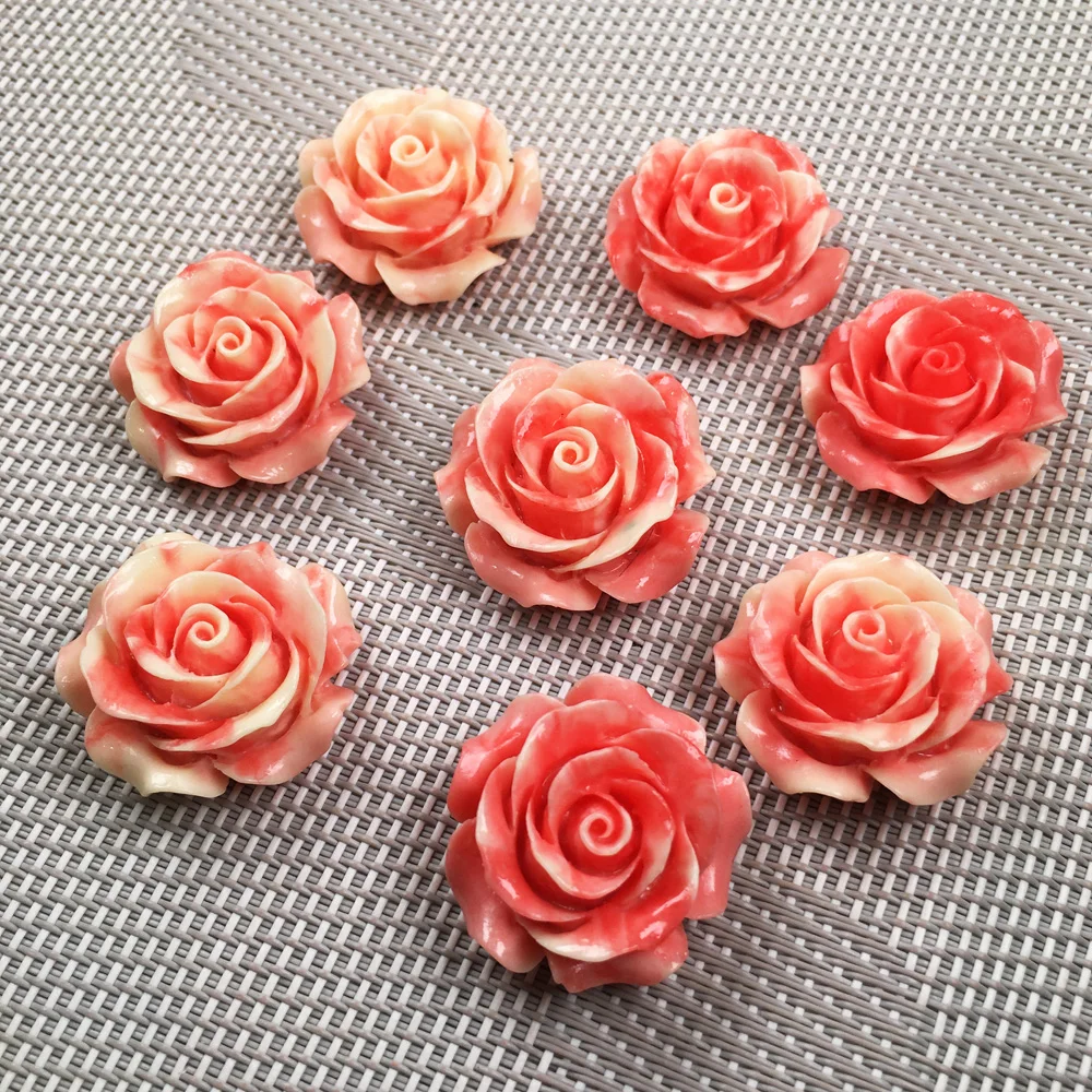 10Pcs Synthetic Coral engraving Flower shape Punch loose beads isolation bead for Jewelry making DIY necklace accessories