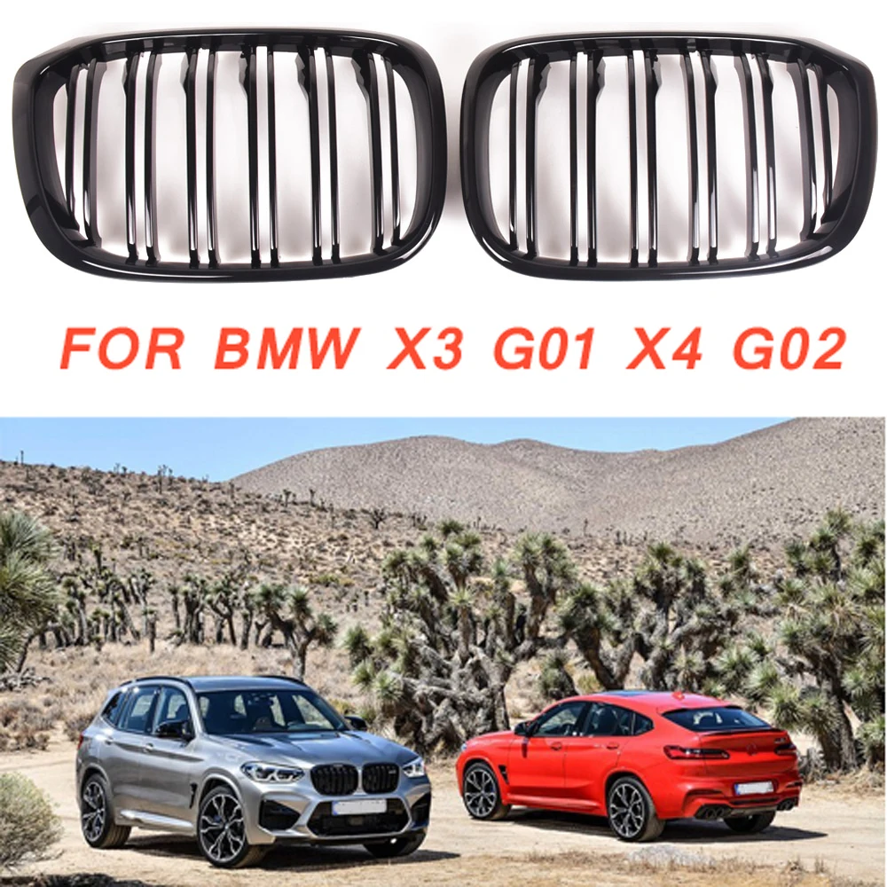 

Gloss Black Front Kidney Grille Slat Style Grill For BMW X3 G01 X4 G02 For BMW X3 25i 28i For BMW X4 25i 30i