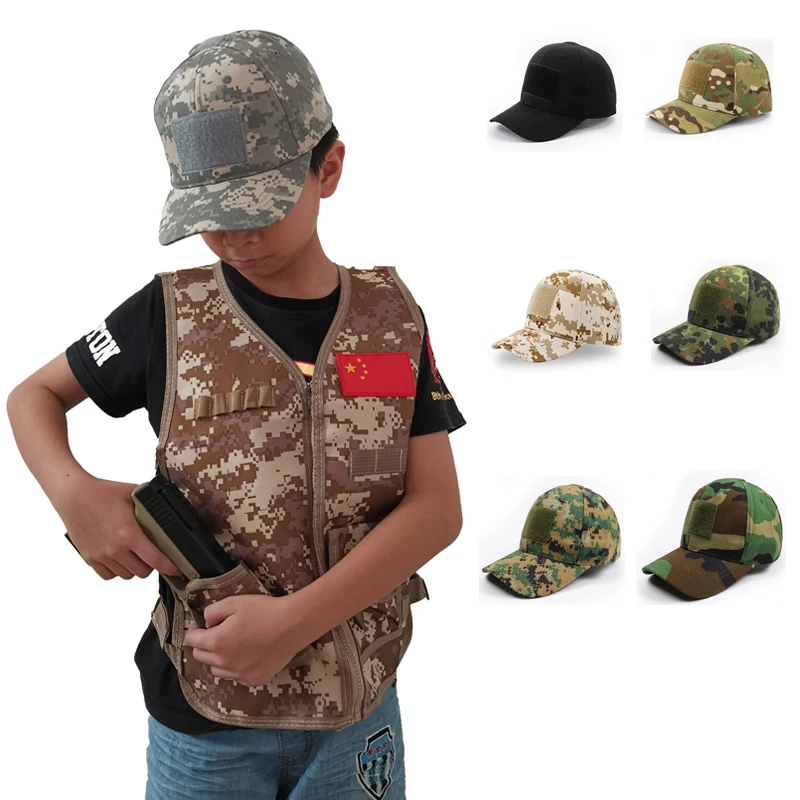 

8-14 Yrs Kids Chirdren Tactical Army Cap Outdoor Sport Snapback stripe Military Caps Camouflage Hat Airsoft Hiking Baseball Cap