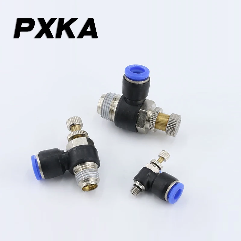 2PCS Air cylinder throttle valve SL4-M5 speed control valve 6-01 adjustable 8-02 quick connection of air pipe