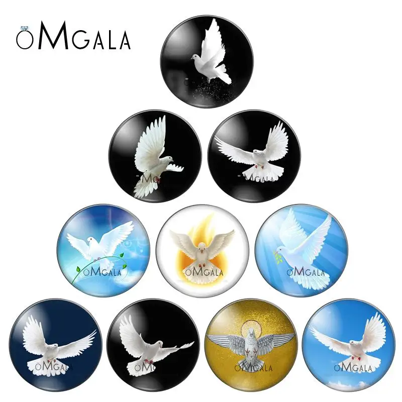 

New Peace Dove Patterns 10pcs mix 12mm/16mm/18mm/25mm Round photo glass cabochon demo flat back Making findings