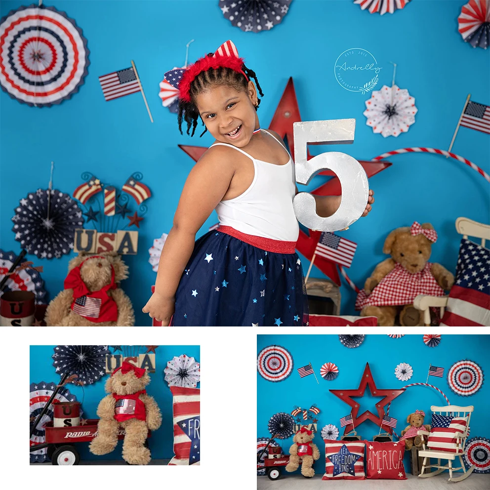 American Independence Day theme Photography Backdrops Boy and girl party background Props Photo Studio Banners