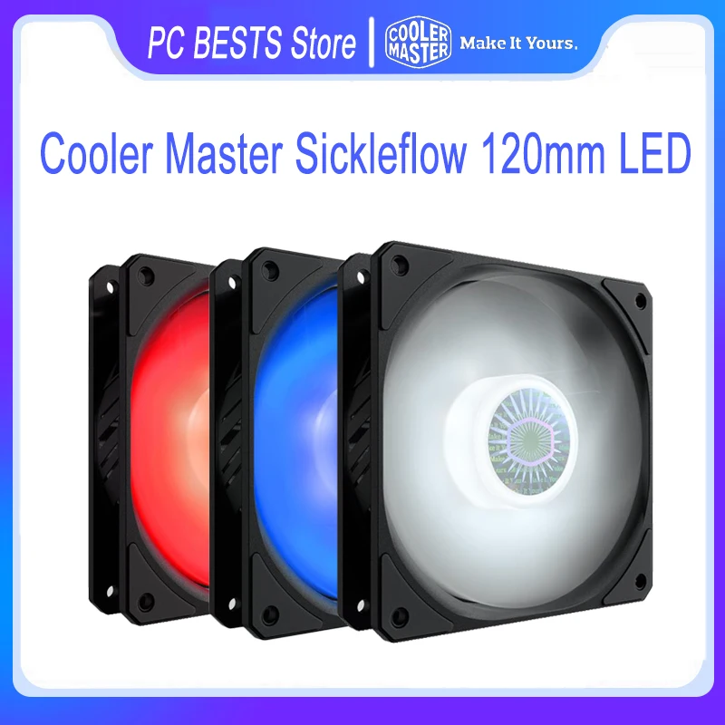 Cooler Master Sickleflow 120 Case Fan 120mm LED 4pin PWM Fan NEW Blade Beargn and NEW Bearing Sealant CPU Cooler Fan