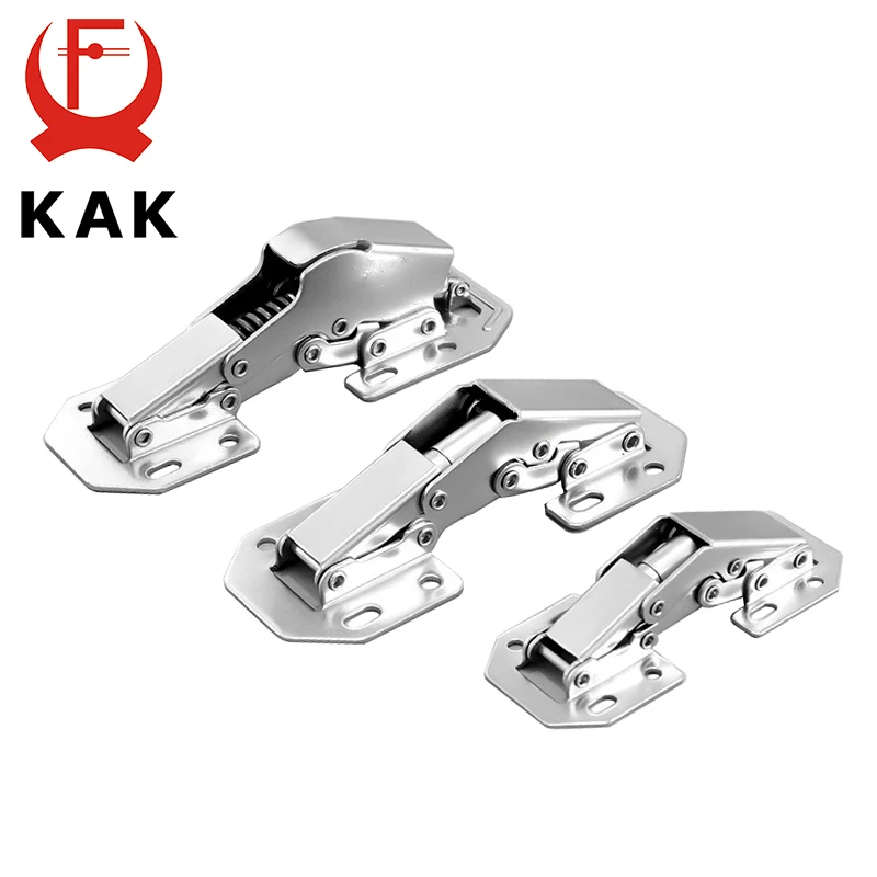 KAK 90 Degree Cabinet Hinges 3 Inch No-Drilling Hole Soft Close  Spring Hinge Cupboard Door Furniture Hardware With Screws