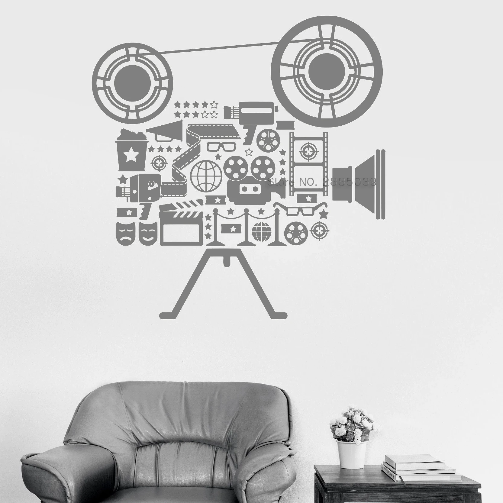 Film Drama Tool Stickers Vinyl Wall Decal Camera Filming Art Room DIY Self-sticking Stickers Movie Style Wallpapers New LC1596