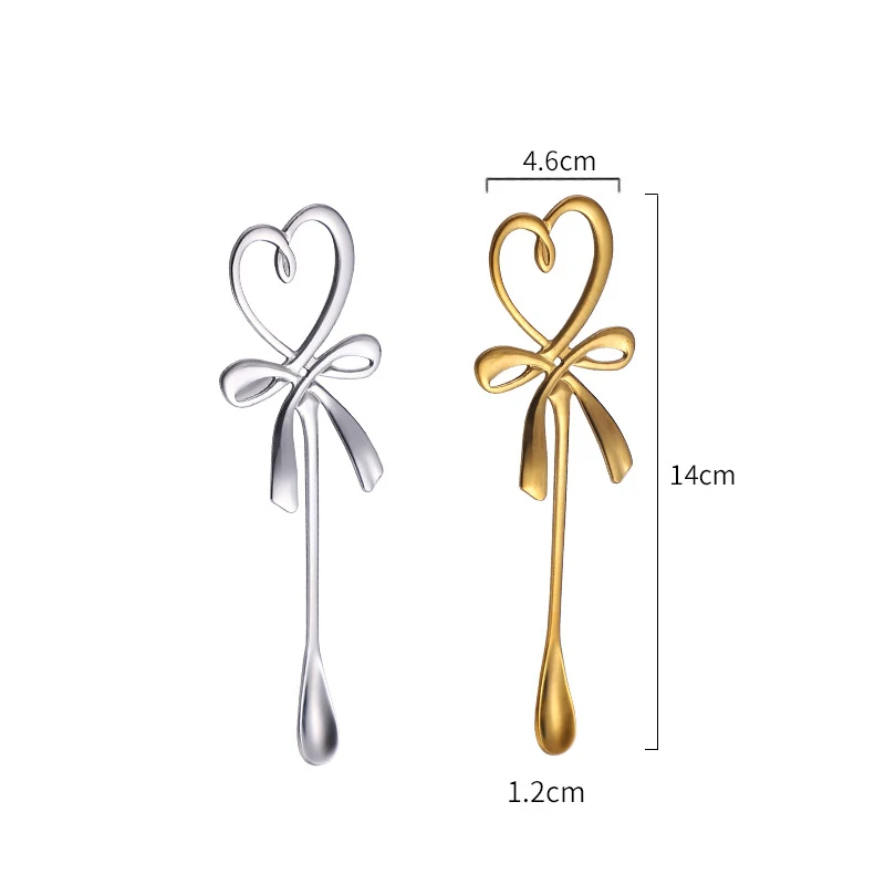 Coffee Spoons Creative Stainless Steel Tea Spoon Heart Creative Bows Cocktail Stirring Spoon Mini Spoon Tableware Decoration