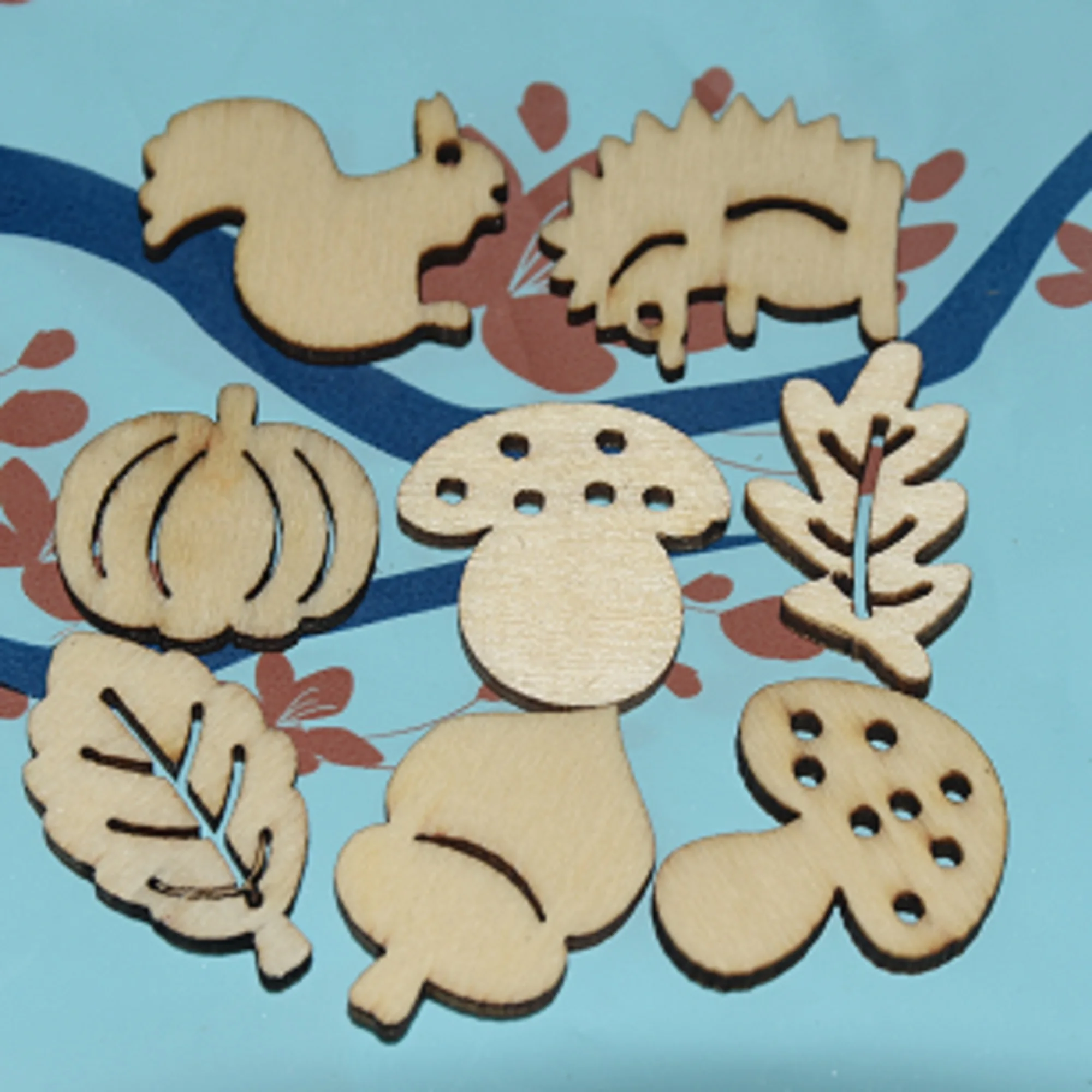 30Pcs Animal Plant Vegetable Mixed Wooden Chips DIY Decorative Embellishment Crafts Home Decoration Scrapbook Hand-made Graffiti