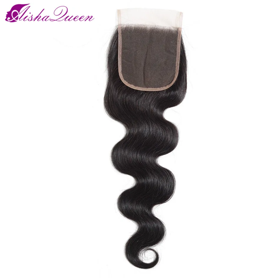 Peruvian Human Hair Closure 4*4 Lace Closure Body Wave swiss Lace Closure 10-24 Inch Free Part Non-Remy Hair Weaving