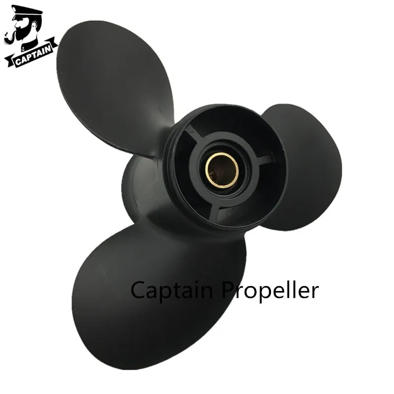 48-828154A12 CAPTAIN Propeller 9x8 Black Max Fit Mercury Mariner Force Outboard Engine 6HP 8HP 9.9HP 15HP 8 Spline RH