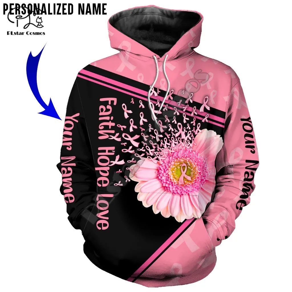 PLstar Cosmos Breast Cancer Warrior Fighter 3D Printed Hoodies Sweatshirts Zip Hooded For Men/Women Casual Streetwear Style-B05