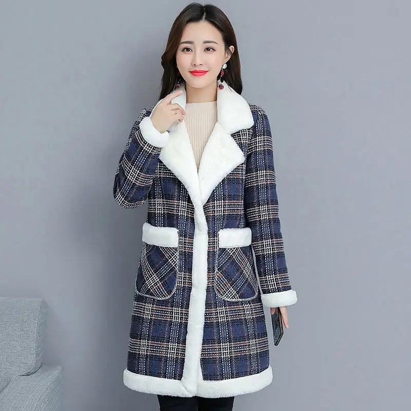 

2021 Winter Anti-sheepskin Jacket Women's New Style Plus Velvet Thickening Warmth Fat Loose Plush Jacket Shirt Jacket