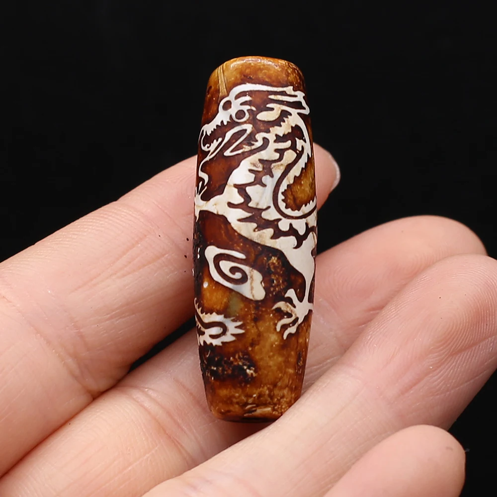 Natural Agate Decorate Beads Cylindrical Shape Long Dzi Bead for Jewelry Making DIY Necklace Bracelet Accessries 14x40mm