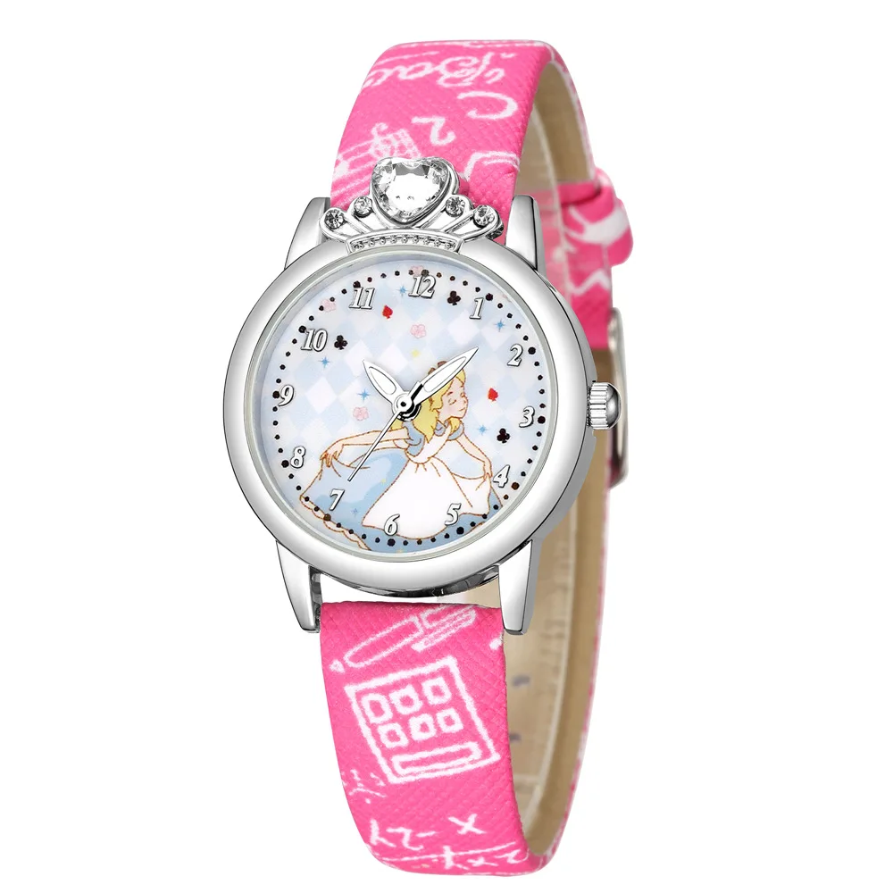 UTHAI CQ73 Kids Quartz Watches for Girls Children Clock Princess Rhinestone Queen Sweet baby Cartoon