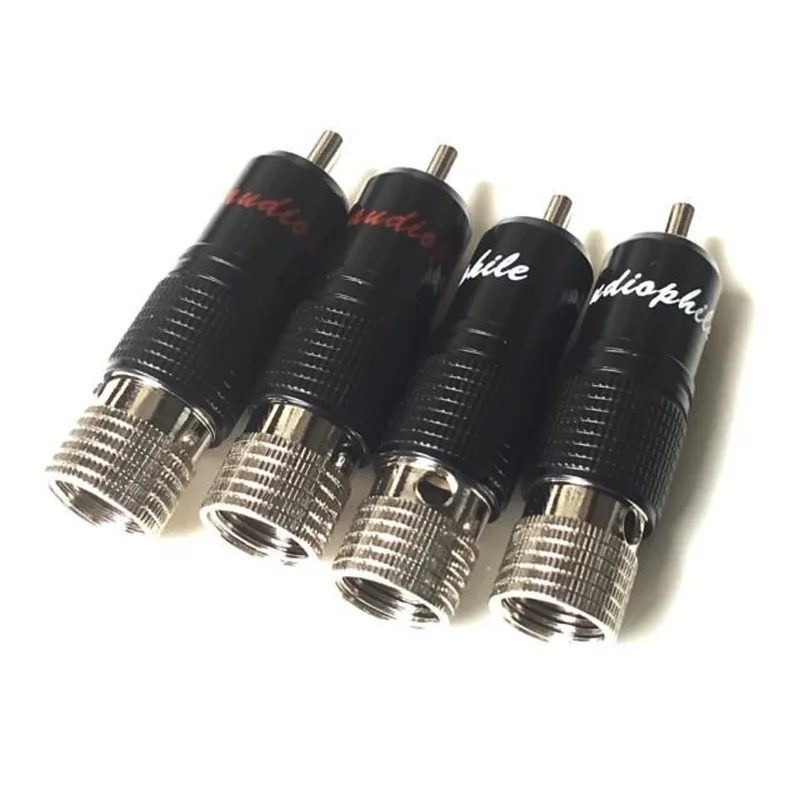 4Pcs Hi-EndโรเดียมชุบRCA Terminal Audiophile RCA Connector No SolderสำหรับสายเคเบิลRCA Interconnect