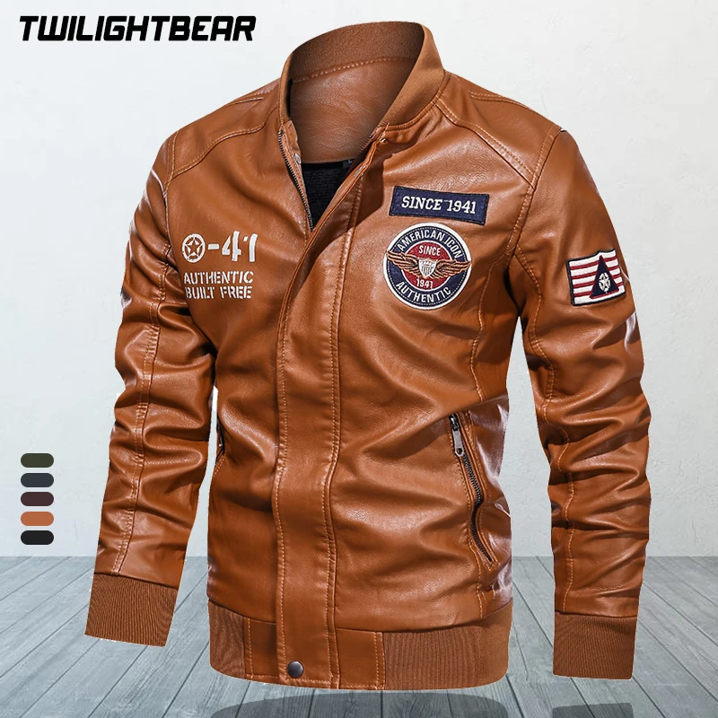 

Winter Men's Jacket Oversized Motorcycle Jacket 4XL Fleece PU Leather Casual Jackets Men Clothing Bike Jacket Coats A2F702