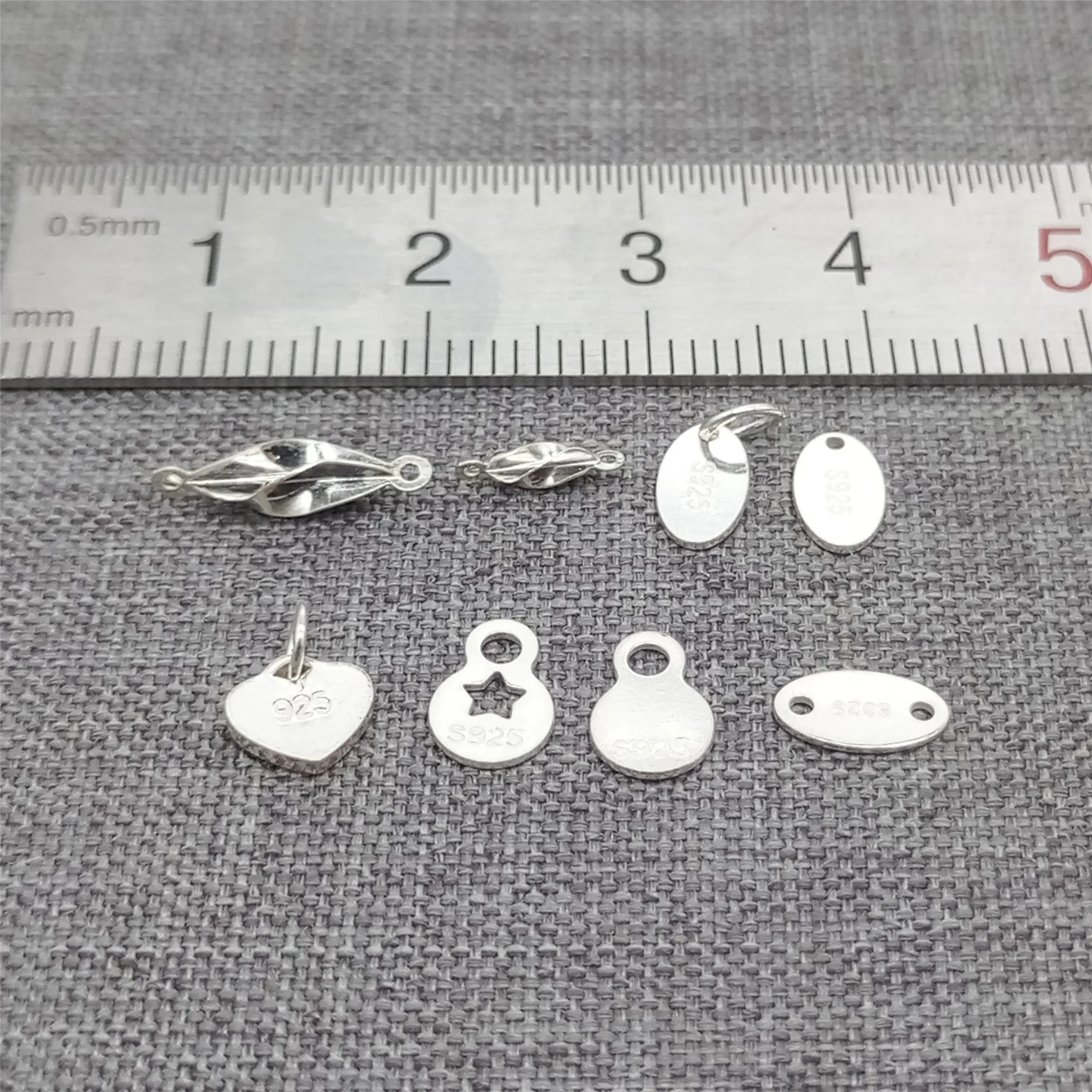15pcs of 925 Sterling Silver Small Disc Tag Charms Connectors for Bracelet Necklace Extension