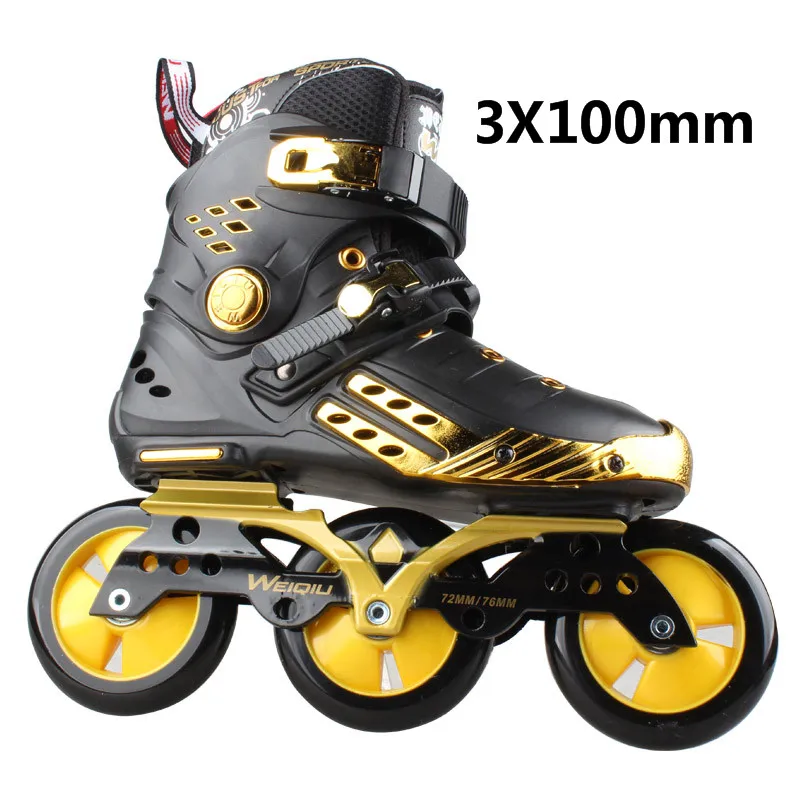 Inline 3 Wheels Symmetric 100mm Roller Skates Shoes 3X100mm Skating Frame 100 Skate Base for road 85A Durable PU ABEC7 Bearing