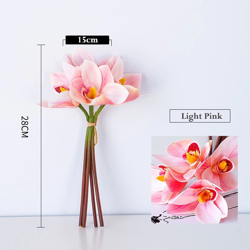 4 teile/los 28cm Real Touch Gefälschte Orchidee Bouquet PU Künstliche Blumen Zweig Braut Blume Für Hochzeit Weihnachten Party Hause decor