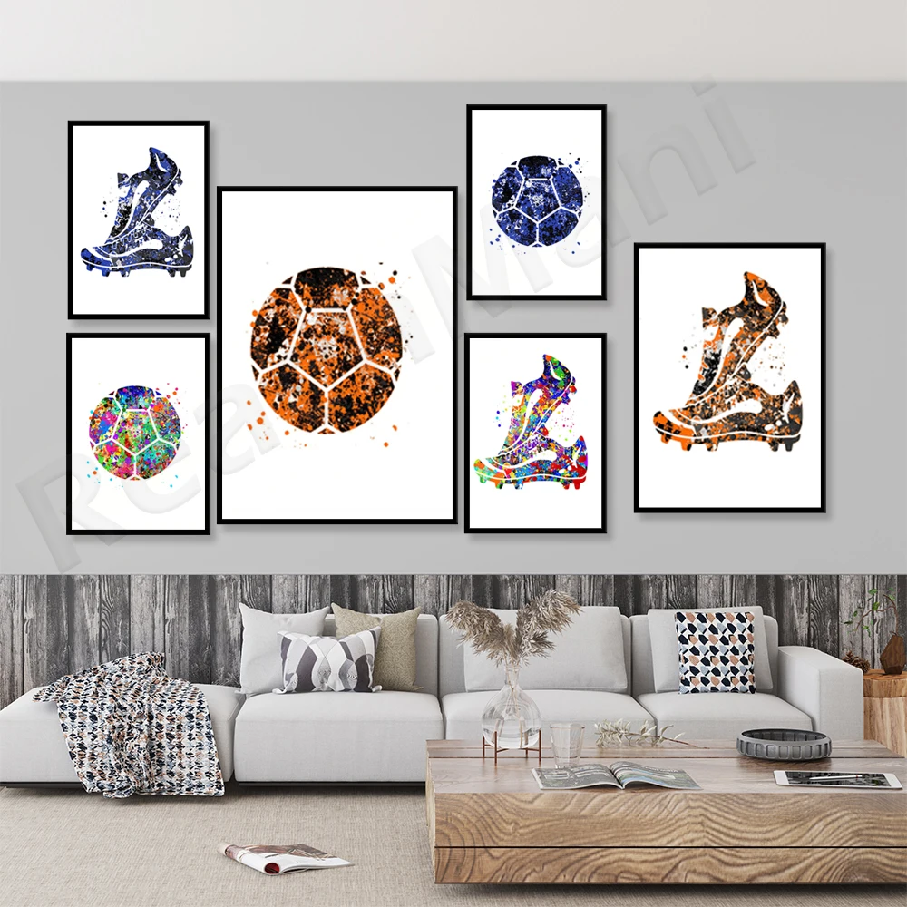 

Football and football shoe prints, color football art, football posters, sports art decoration, gifts for football players