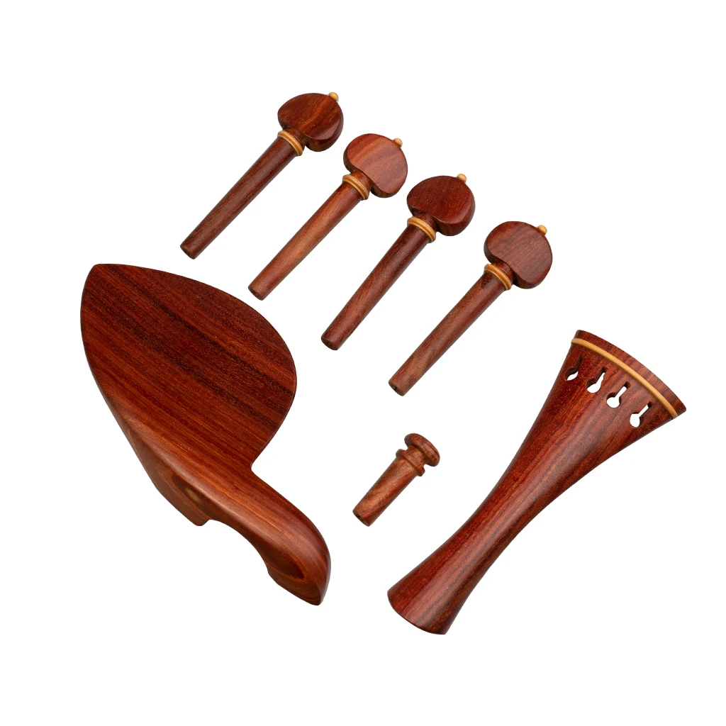 LOMMI 4/4 Violin Kit Full Size Violin Accessories Rosewood Violin Peg Tailpiece Chin Rest Endpin DIY Violin Parts Replacement