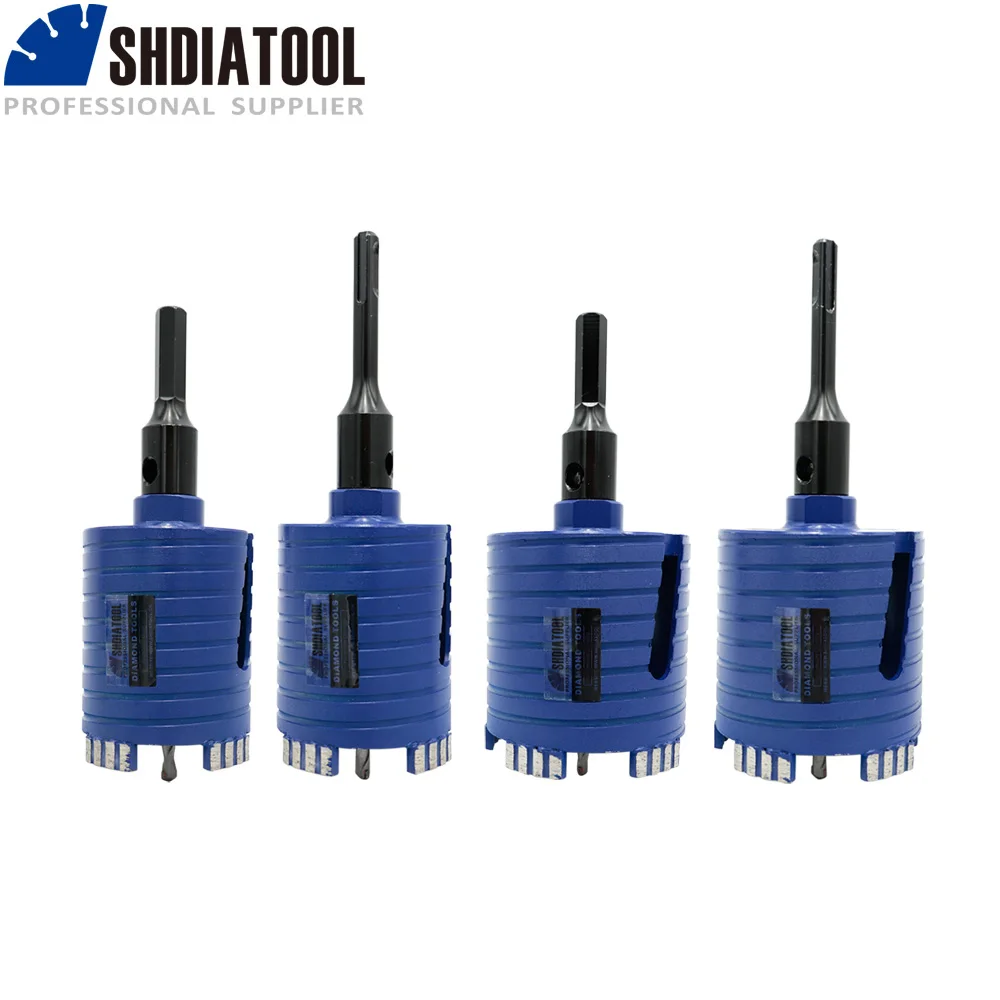 SHDIATOOL 1pc 5/8-11 or M16 Laser Welded Diamond Core Drill Bit Including Center Drill and SDS-Plus or Hex Adapter Dia 68/82mm