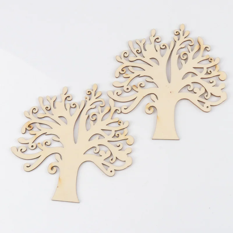 Natural Wooden Life Tree Carved Painting Craft Scrapbooking For Handmade Sewing Home Decoration DIY 12x14cm 1pcs