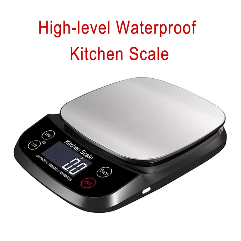 High-level Waterproof Kitchen Scale 10kg LED Display Electronic Food Diet Scales Timer Household Measuring Tool