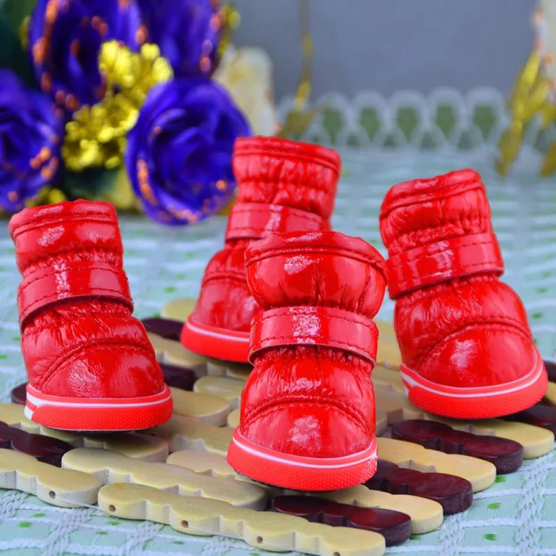 4Pcs/Set Winter Dog Shoes For Small Dogs Warm Fleece Puppy Pet Shoes Waterproof Dog Snow Boots Chihuahua Yorkie Teddy Shoes