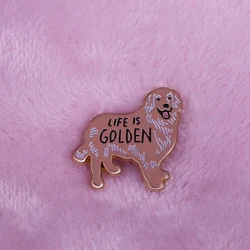 Golden retriever pin with cute message
