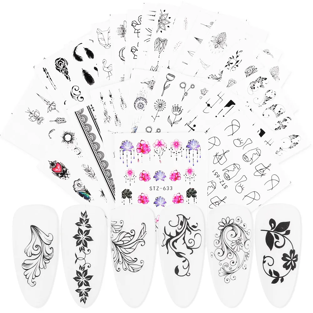 24 Pcs/Set Nail Art Water Transfer Sticker Bominian Styles Pattern Watermark Nail Decals Tips DIY Manicure Decoration