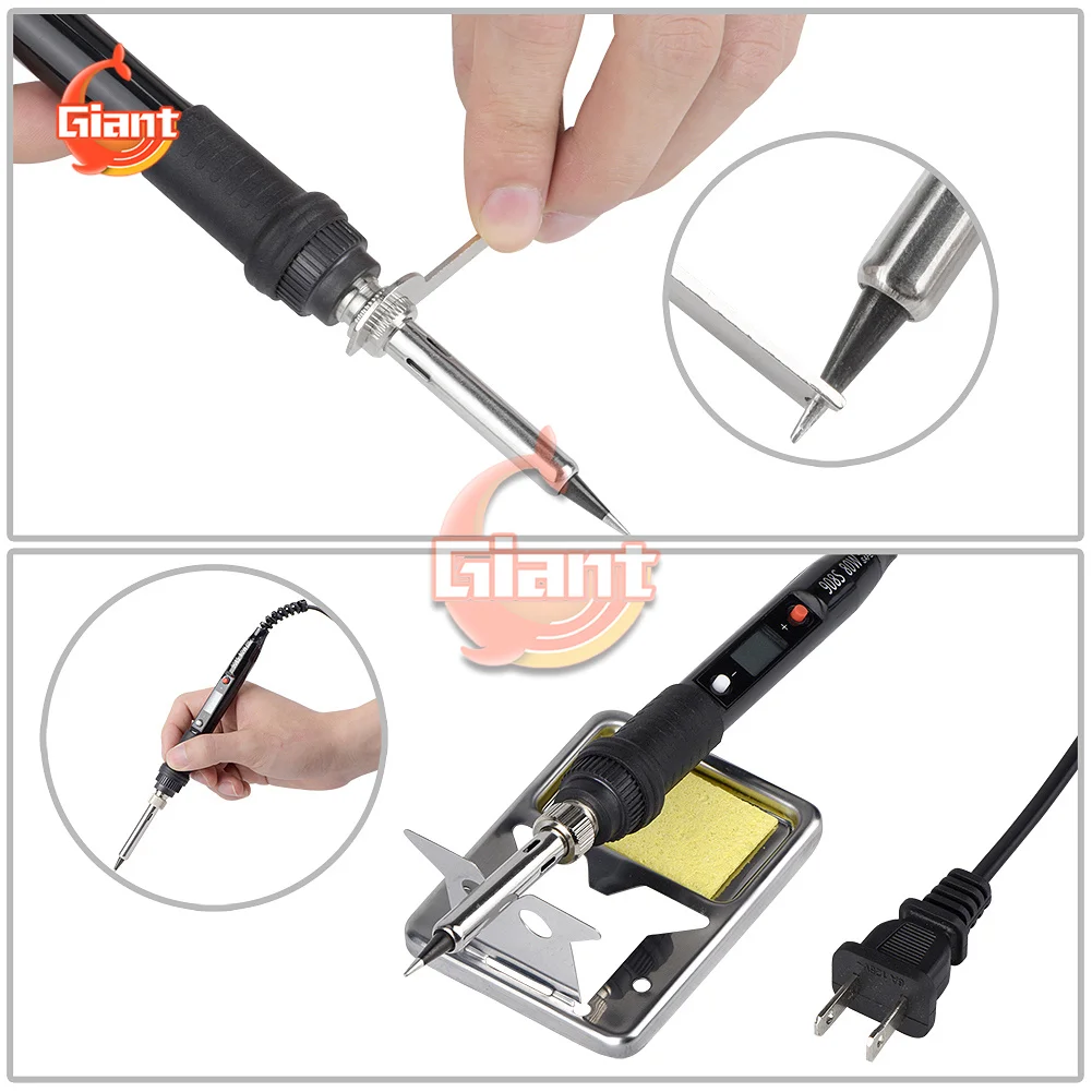 908S Adjustable Temperature Solder Iron With Quality Soldering Iron Tips and Kits JCD 220V 80W LCD Electric Soldering Iron