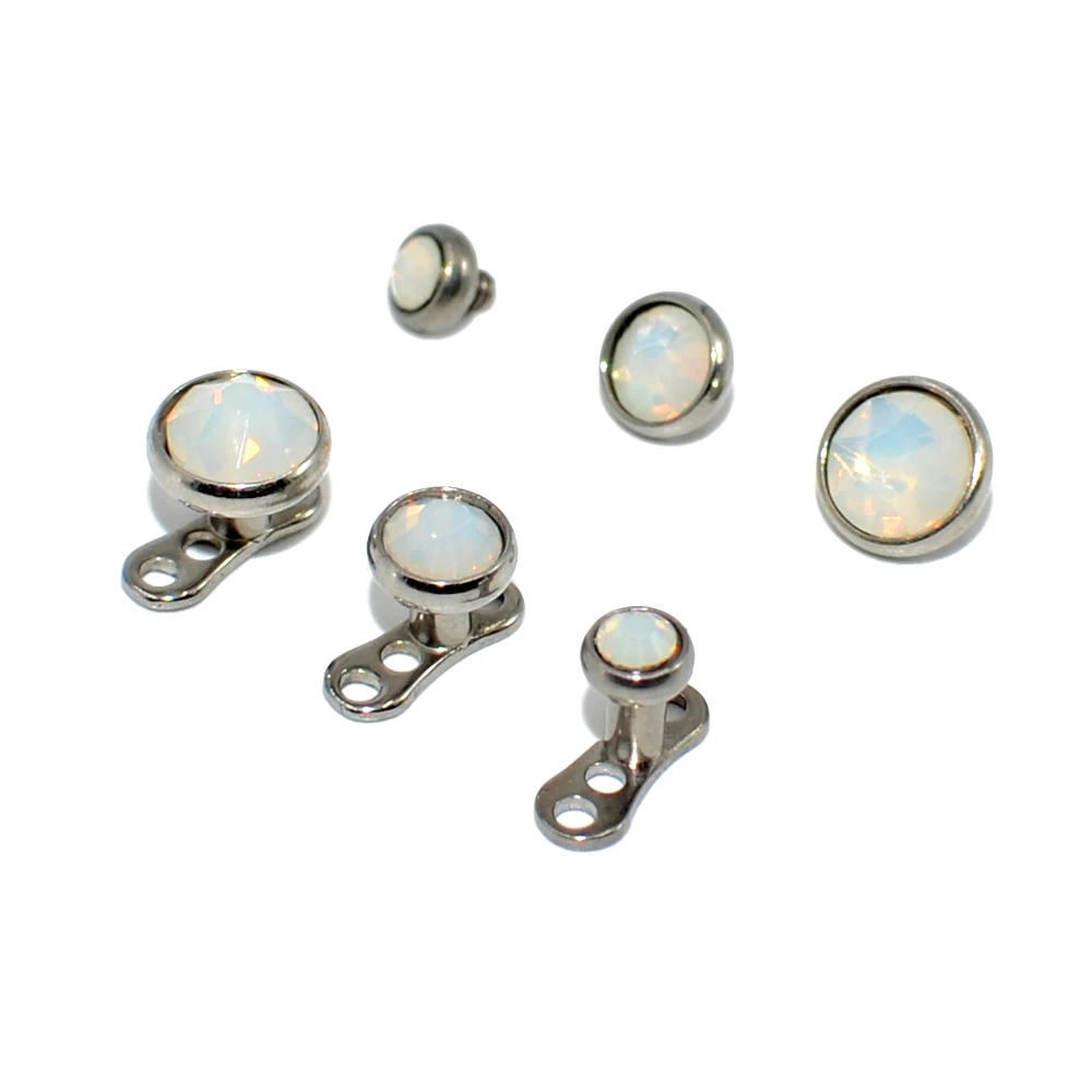 1PC G23 Titanium CZ Crystal Clear&AB&Snow Opal Gem Dermal Anchor Top Micro Dermal Anchor Piercings Skin Diver Piercing Jewelry