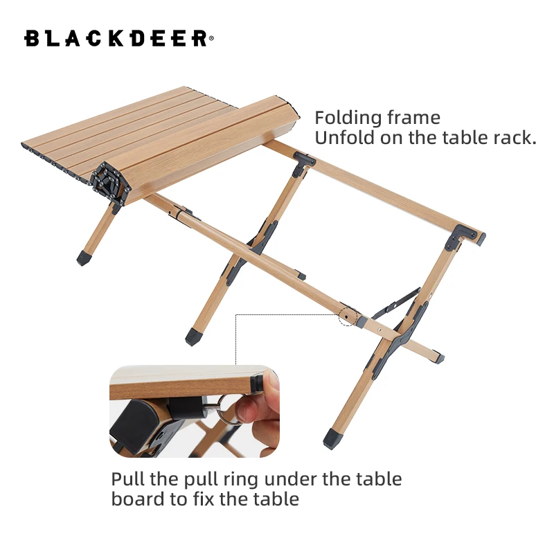 BLACKDEER – Table pliante en Imitation bois, alliage d\'aluminium, pour pique-nique en famille, Camping, 120